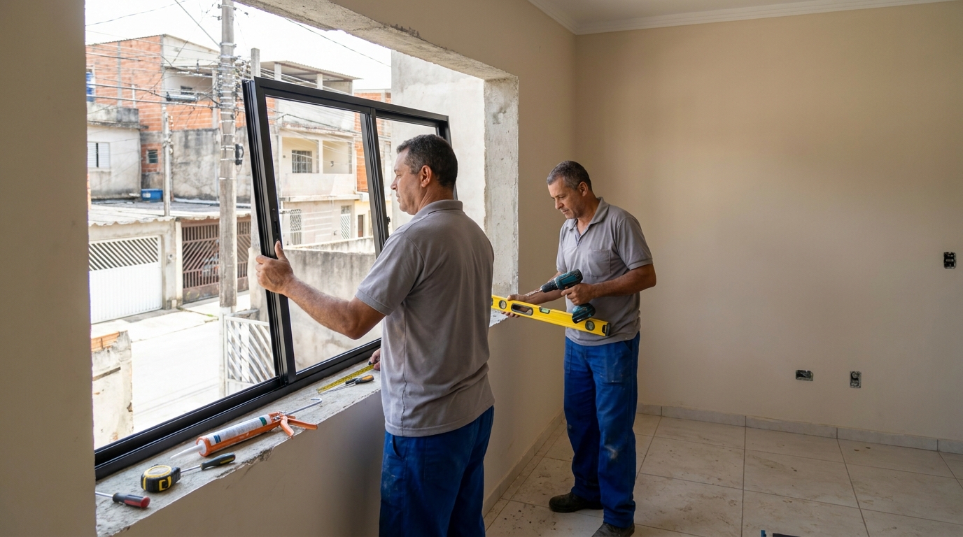 Esquadria de alumínio com vista para rua em Blumenau-SC