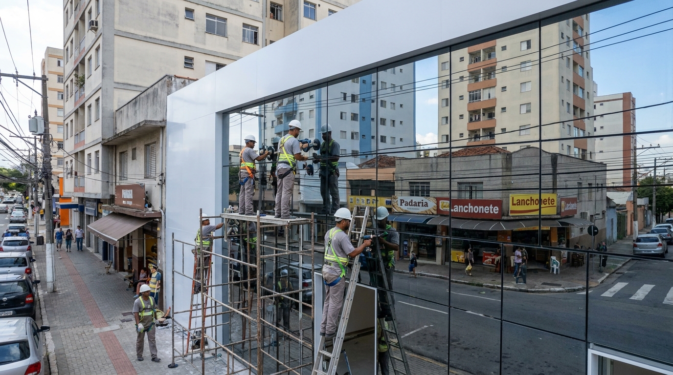 Fachada espelhada em esquina em Blumenau-SC
